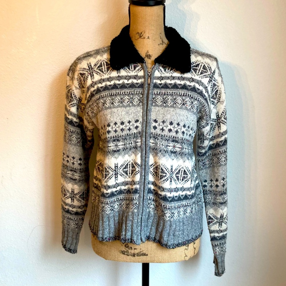 Wool zip up sweater